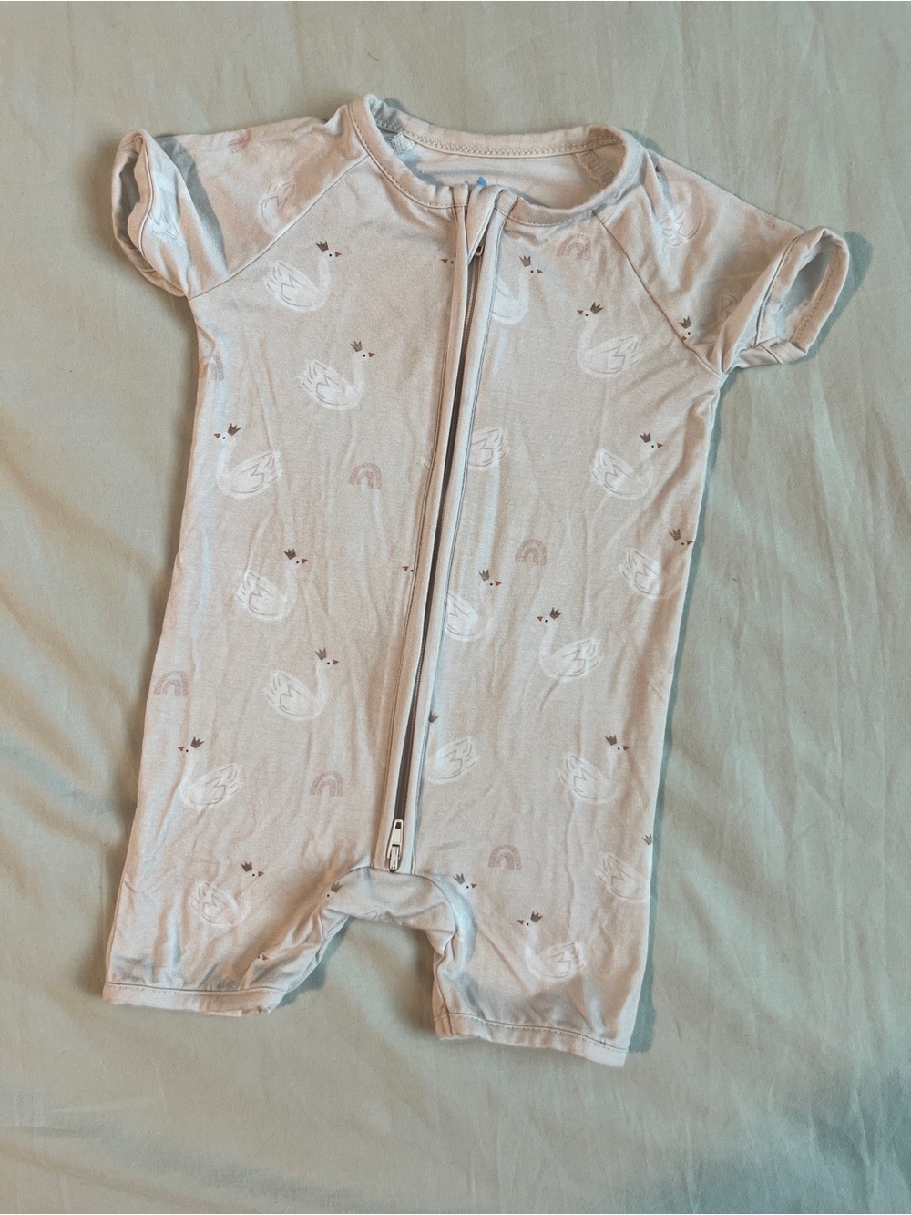 Little One Shop Bamboo Romper Swan Print
